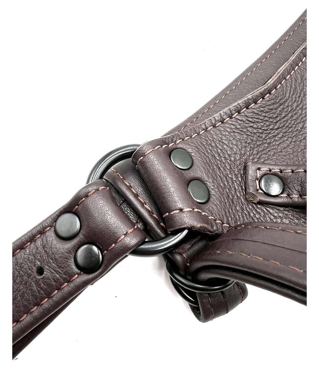 Leather Strapon Harnesses with Black Hardware