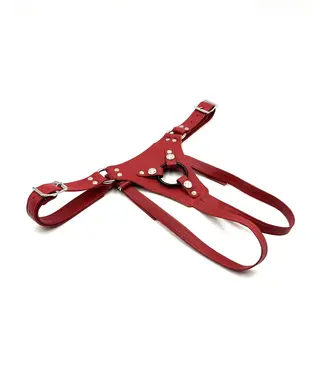 KOOKIE INT'L Classic Leather Strapon Harnesses with Silver