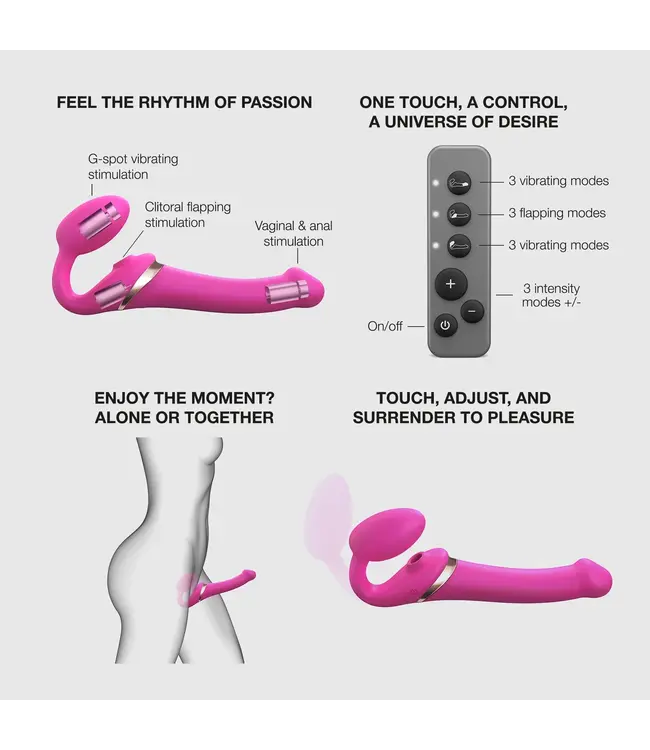 Rechargeable Remote-Controlled Multi Orgasm Bendable Strapless Strap-On