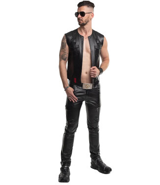 Regnes Men’s Wetlook Slim-Fit Vest with Dual Zipper & Pocket