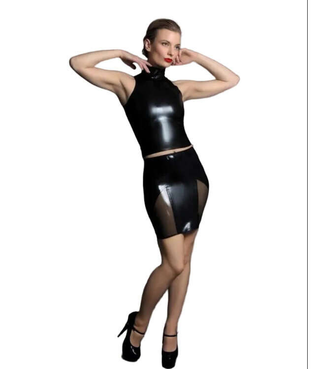 Latex Top with High Collar and Back Zip