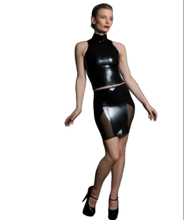 Latex Top with High Collar and Back Zip