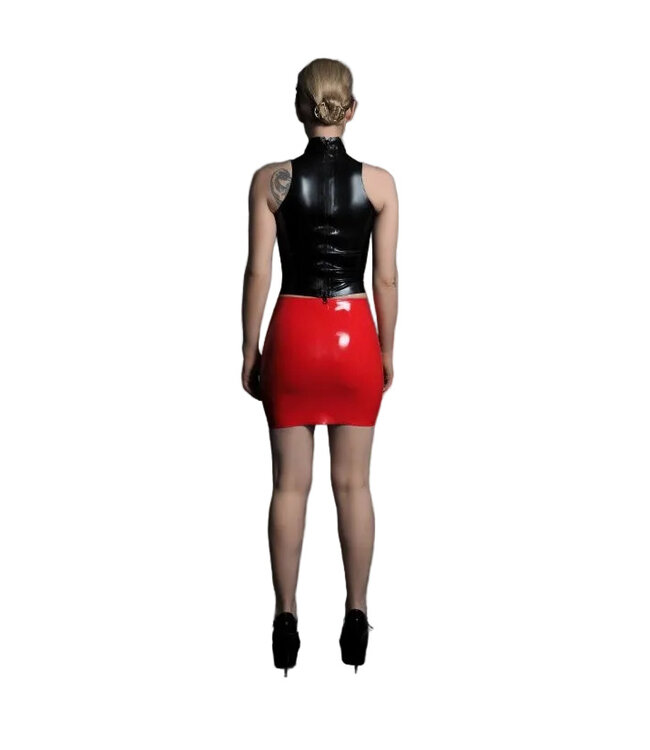 Latex Top with High Collar and Back Zip