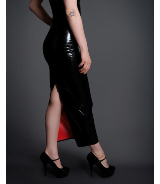 Long  Black & red Latex Pencil skirt