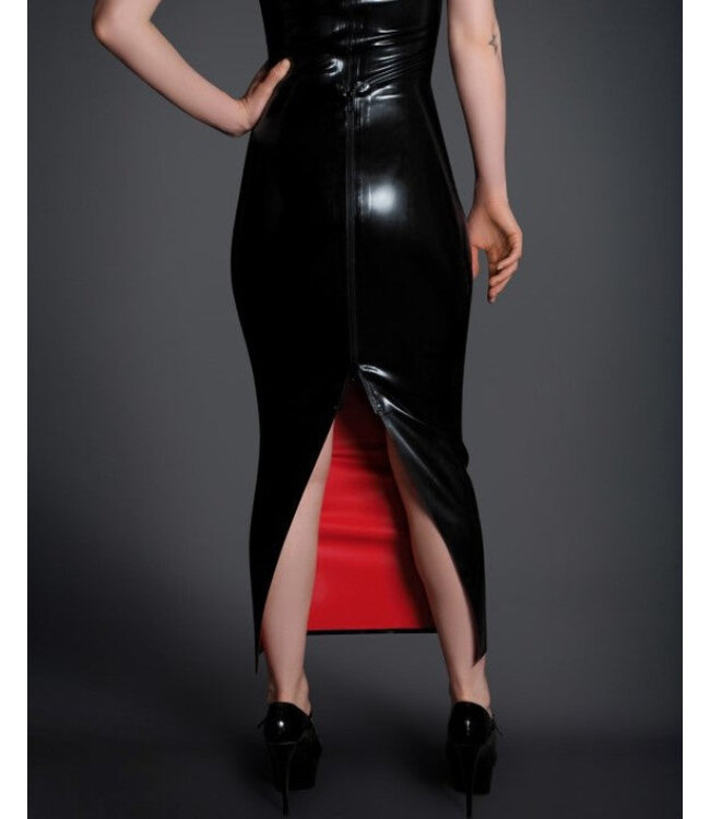 Long  Black & red Latex Pencil skirt