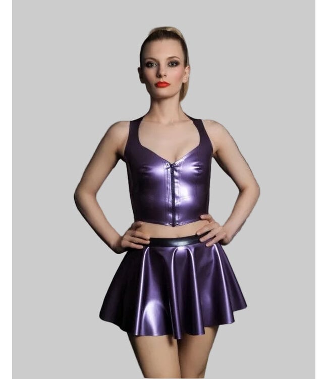 Metallic Purple Latex Cropped Top