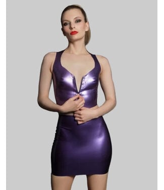 Peter Domenie Metallic Purple Latex Cropped Top