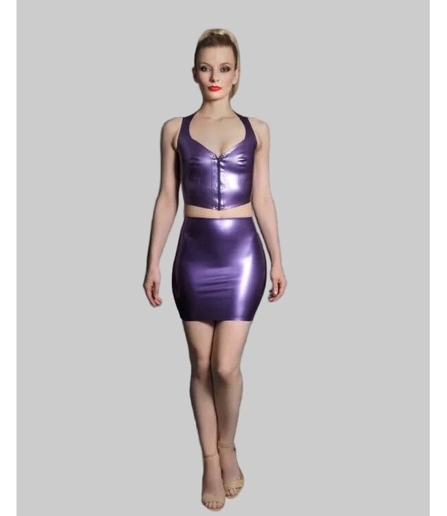 Metallic Purple Latex Cropped Top