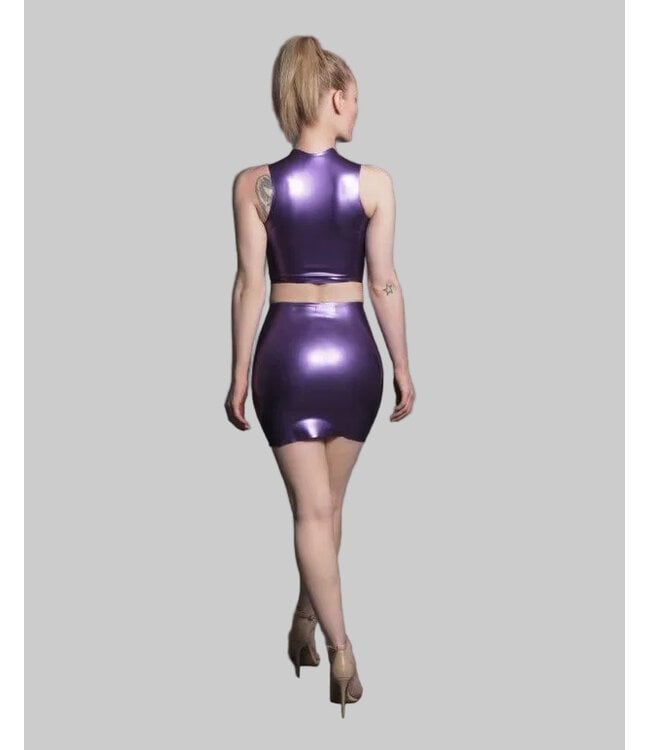 Metallic Purple Latex Mini Skirt