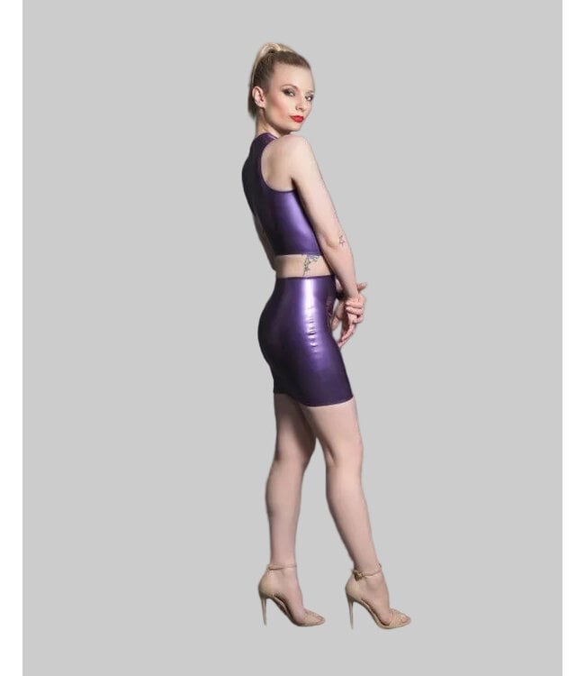Metallic Purple Latex Mini Skirt