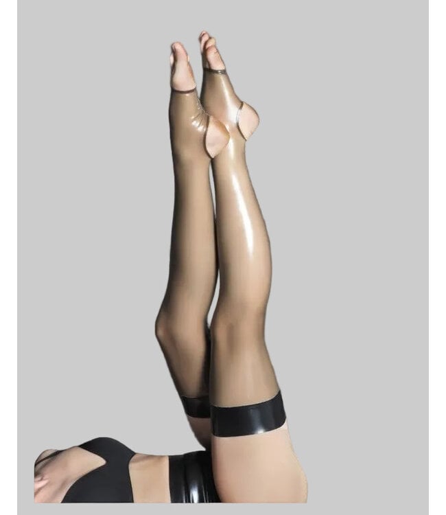 Semi Transparent Black Latex Stockings