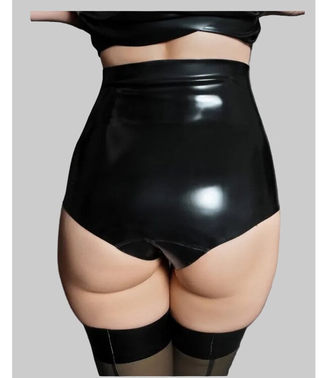 High Waisted Black Latex Panties