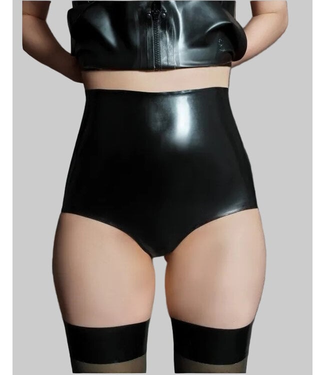 High Waisted Black Latex Panties