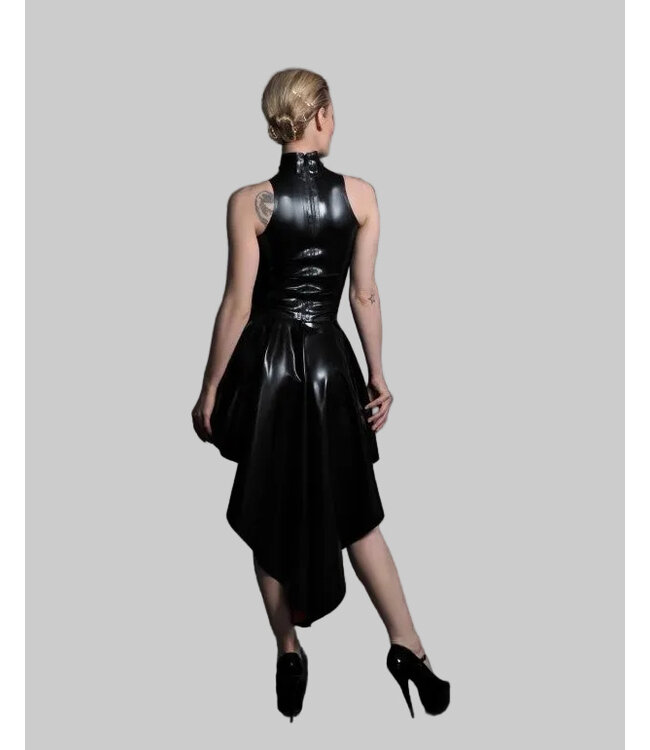 Black and Red Flared Latex Skirt