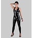 Latex Sleeveless Catsuit with Latex Lace Detailing