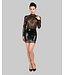 Transparent Black Long-Sleeved Latex Blouse with Pleats