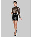 Transparent Black Long-Sleeved Latex Blouse with Pleats
