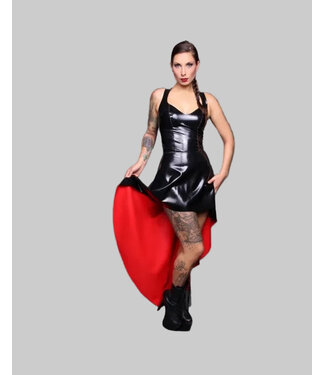 Peter Domenie Black & Red Asymmetrical Latex Dress