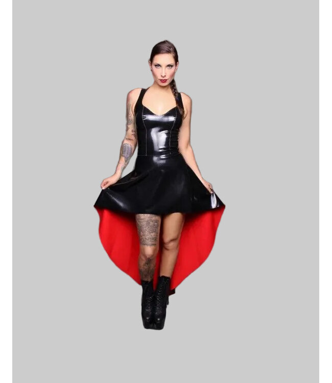 Black & Red Asymmetrical Latex Dress