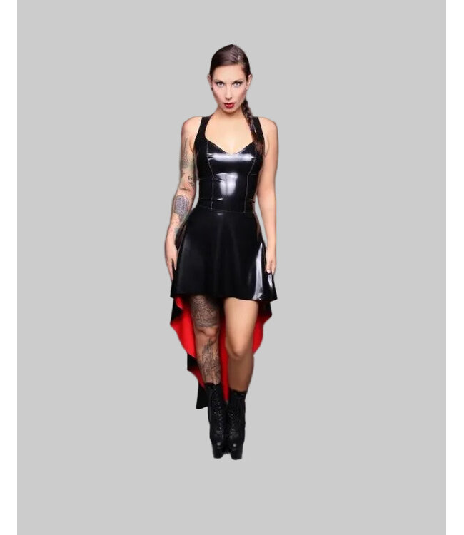 Black & Red Asymmetrical Latex Dress