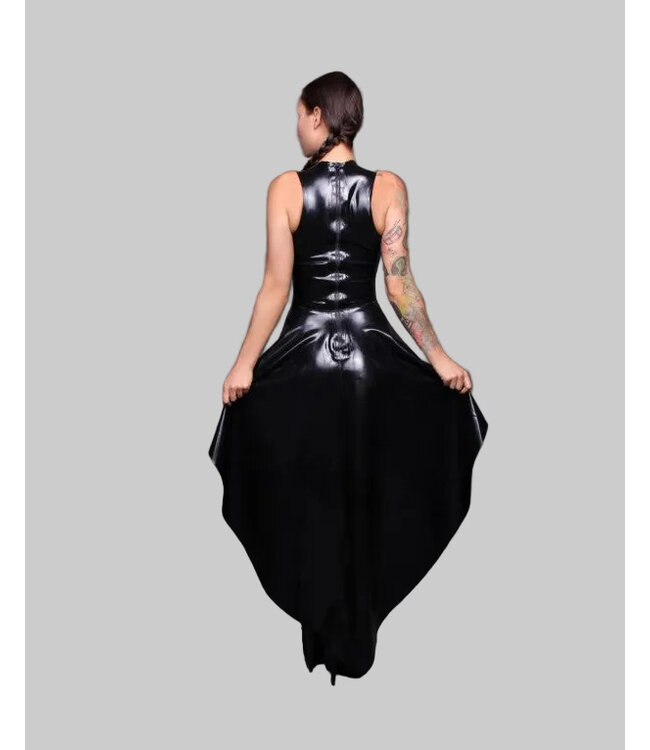 Black & Red Asymmetrical Latex Dress