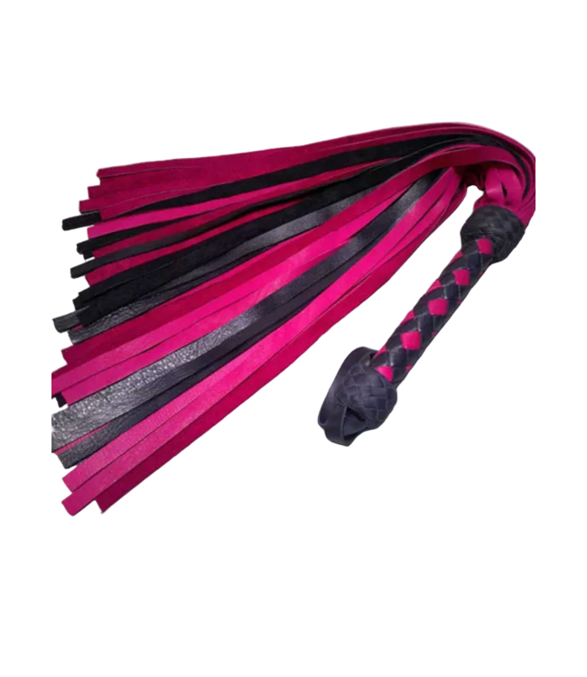 Cowhide  Flogger With Diamond Braid Handle.