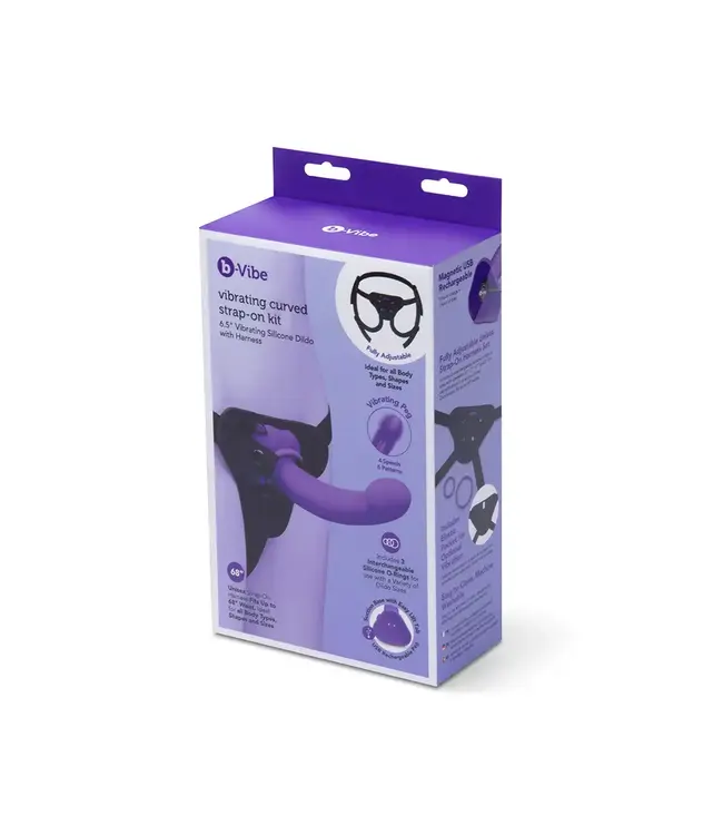 Vibrating Curved Purple Strap-On Play Kit | b-Vibe