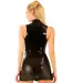 Black Latex Front Zip Polo Dress