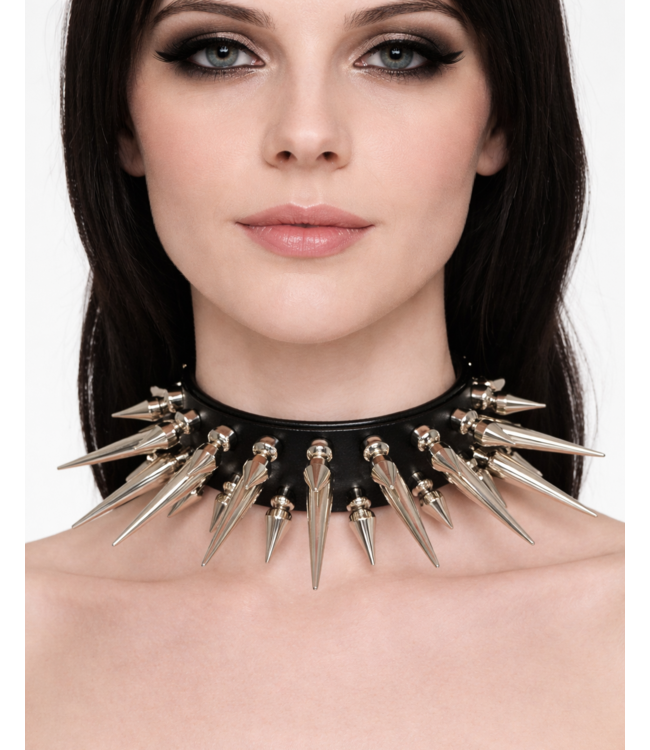 Heavy Goth Three row spiked Choker