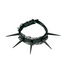 Black Spiked Leather Choker with Sheer Ruffle