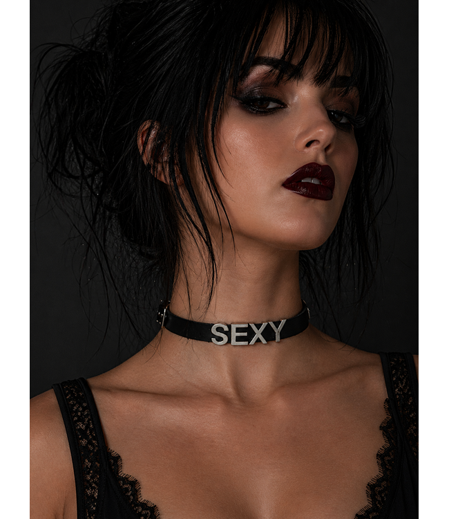 Black Vinyl Name Statement  Choker