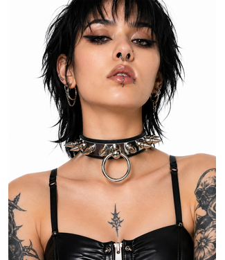 Funk Plus Choker with Metal Plate and Spikes