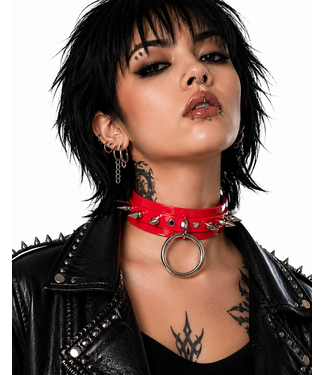 Funk Plus Vinyl Choker with spikes and O ring
