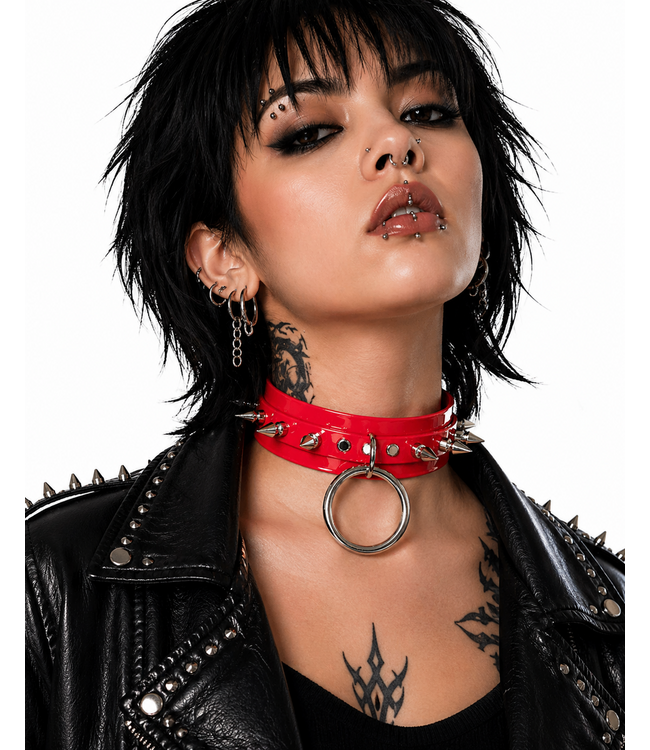 Vinyl Choker with spikes and O ring