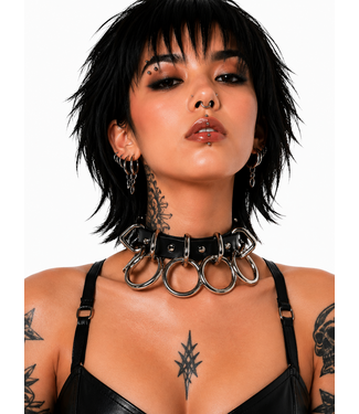 Funk Plus Leather Collar with 6 loops And Rings