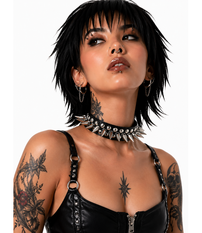 Choker Full Metal Punk Spikes
