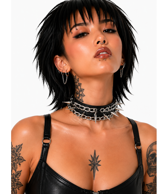 Goth Chain and Spikes BDSM Choker Collar