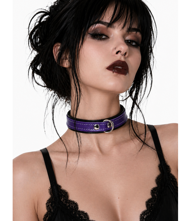 Thin Leather Strap Choker with D ring