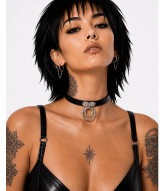 Funk Plus Double Ring Leather BDSM Choker