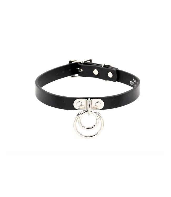 Double Ring Leather BDSM Choker