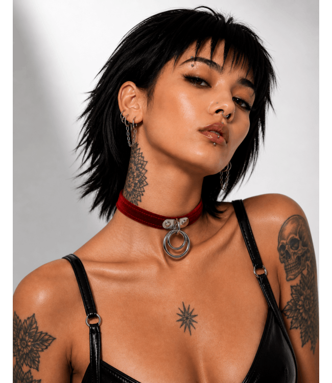 Velvet Double O-Ring BDSM Collar