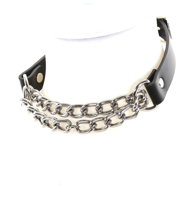 Kinky Leather and Chain Collar