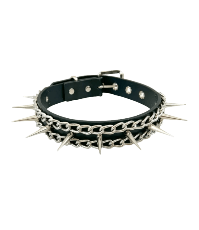 Goth Chain and Spikes BDSM Choker Collar