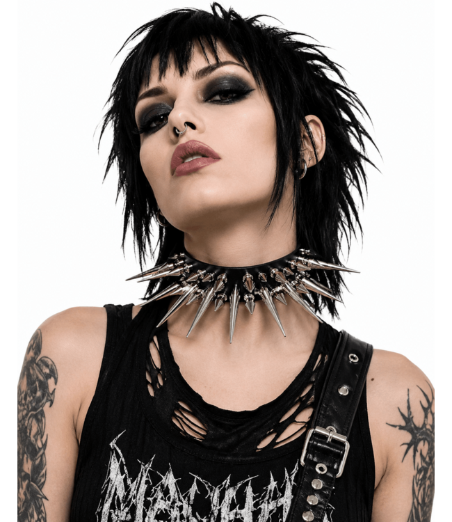 Heavy Triple Row Spike Choker Gothic Punk