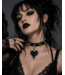 Spiked Choker with Gothic Heart Charm Pendant