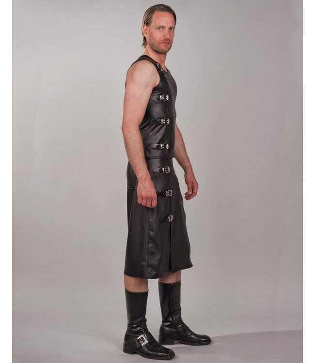 Sleeveless top with four buckles and front zipper