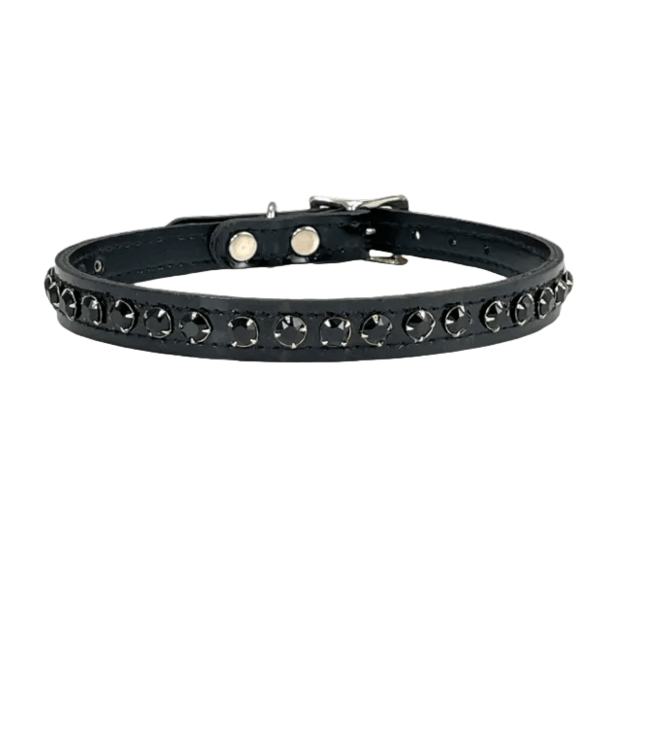 Black Patent Leather Rhinestone Choker