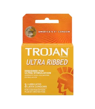 Trojan Trojan Ultra Ribbed Lubricated Latex Condoms 3 Pack