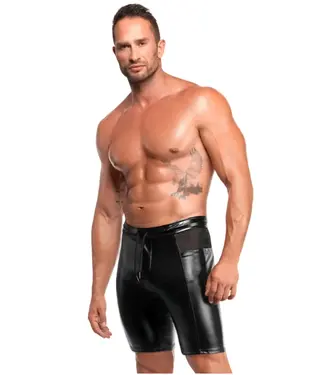 Noir Handmade Onyx Hybrid Mens Fetish Biker Shorts