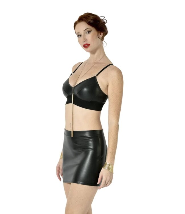 Andrea Faux Leather Spanking Mini Skirt